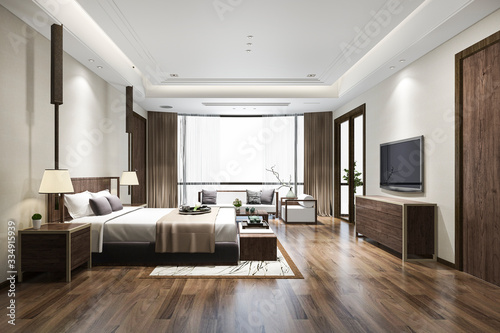 3d rendering luxury chinese bedroom suite in resort hotel © dit26978