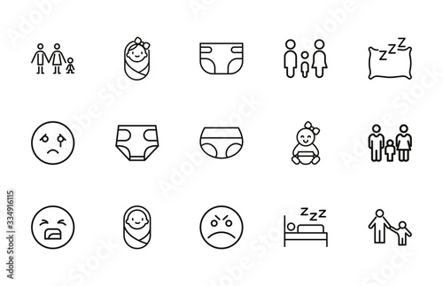 Icon set of baby.