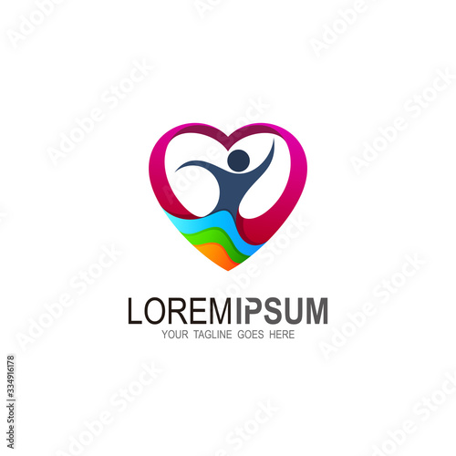 People logo with love design illustration, Charity icon, Social logo