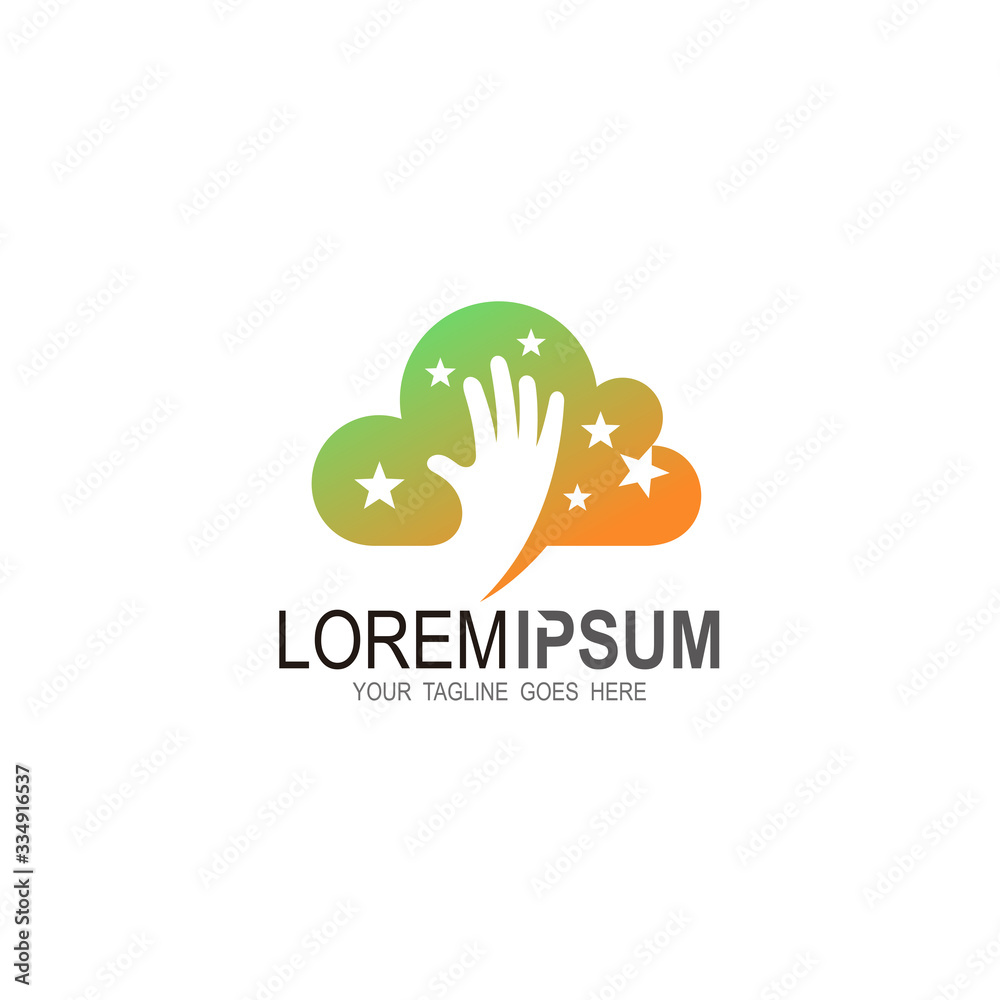 Hand and cloud logo design illustration, Dream logos Hand and cloud logo design illustration, Dream logos