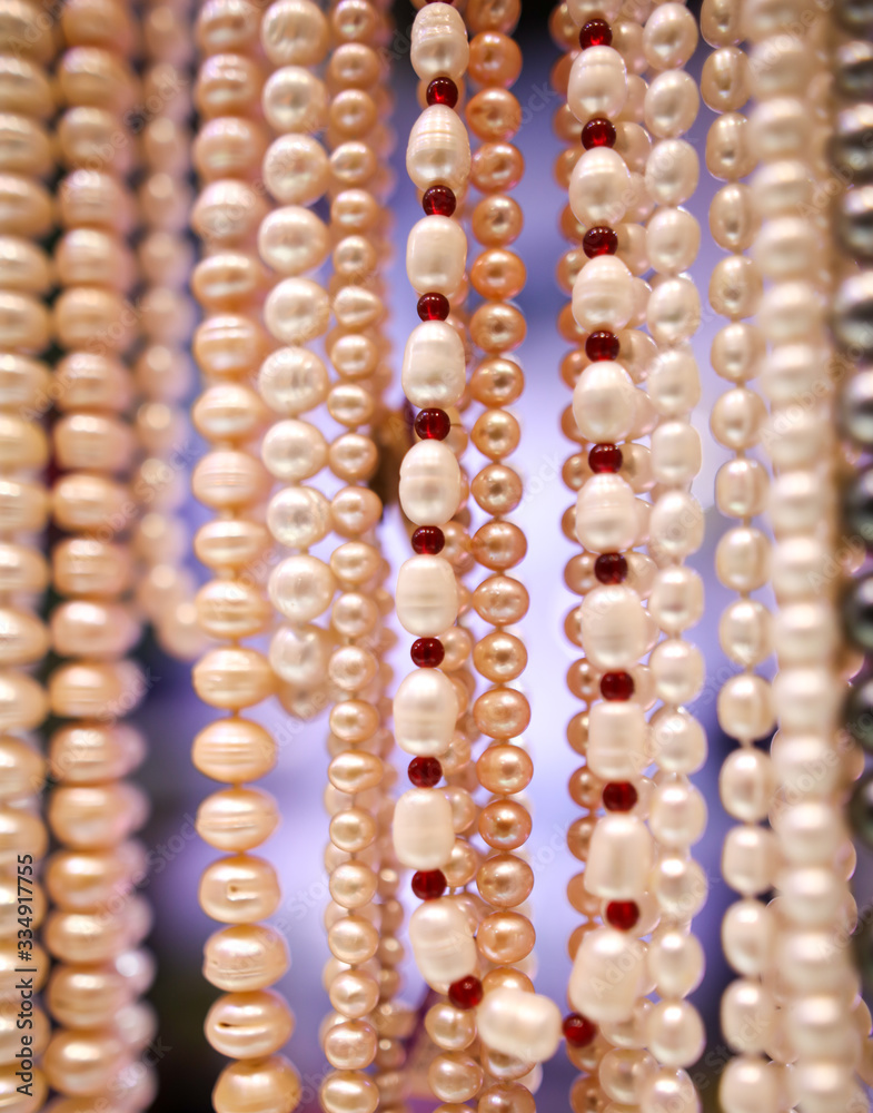 Pearl beads on a counter Pearl beads on a counter