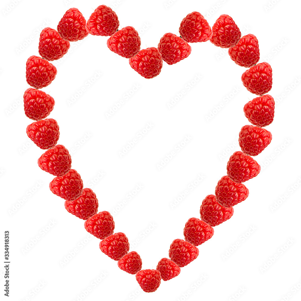 Heart from raspberries on a white background Heart from raspberries on a white background