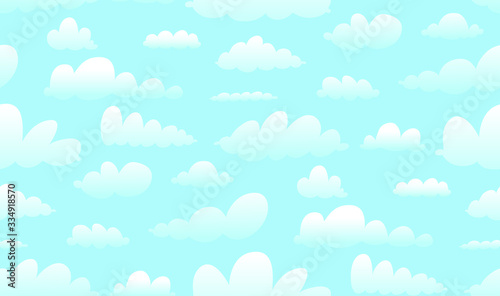 Clouds, skies and heaven seamless pattern texture background, hand drawn vector in watercolor style.