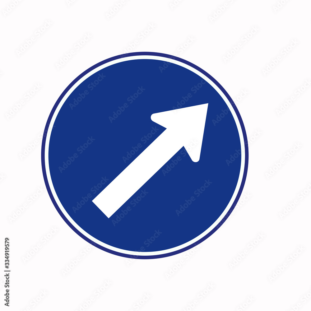 Go To The Right By The Arrow Traffic Road Sign, Vector Illustration, Isolate On White Background Label.. Go To The Right By The Arrow Traffic Road Sign, Vector Illustration, Isolate On White Background Label..