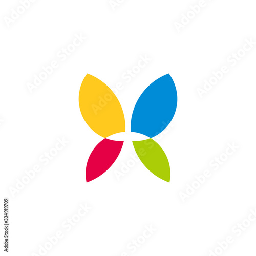simple geometric butterfly symbol colorful logo vector