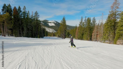 snowboarding down the slopes in lake tahoe