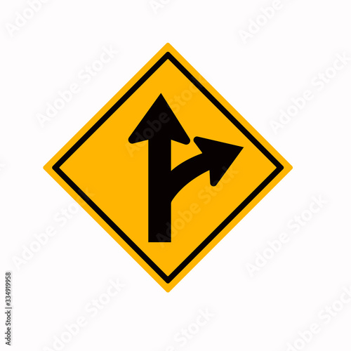 Proceed Straight or Turn Right Road Sign,Vector Illustration, Isolate On White Background Label. Free Download Proceed Straight or Turn Right Road Sign,Vector Illustration, Isolate On White Background Label. - GFXLoad