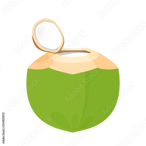 coconut juice nature fresh isolated on white, coconut green young half cut for healthy menu fruit juice, coconut summer fruit concept, clip art green coconut juicy