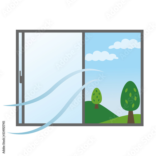 換気のイラスト　窓