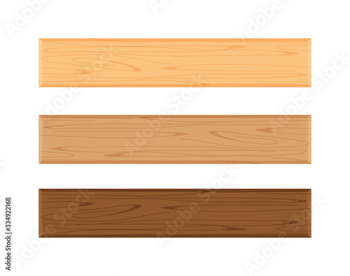 wood plank board isolated on white background, horizontal plank, planks wood brown various types vertical, empty wooden plank board for sign decoration, plank light brown and dark brown set
