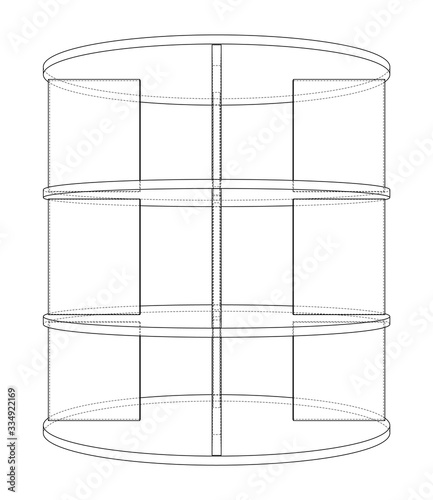 Empty showcase outline. Vector rendering of 3d