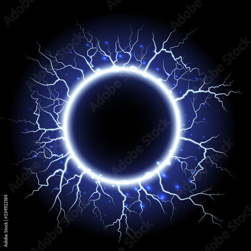 Lightning strikes and sparks, electrical energy on transparent background. Lightning flash and spark. Vector neural cells system.