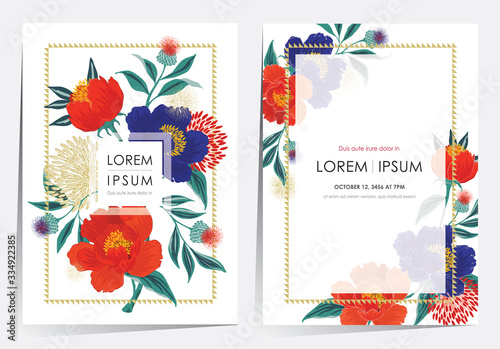  Vector illustration of a beatiful floral frame set for Wedding, anniversary, birthday and party. Design for banner, poster, card, invitation and scrapbook 