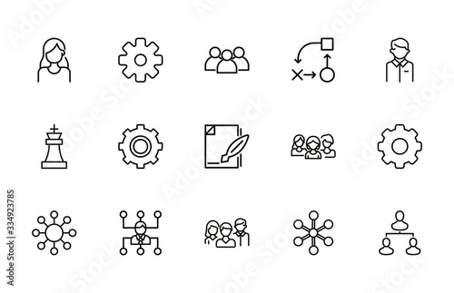 Modern thin line icons set of project management.