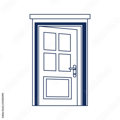 open door home frame isolated icon white background line style