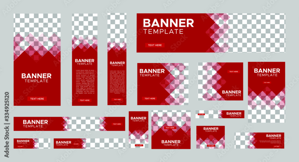 set of creative web banners of standard size with a place for photos ...