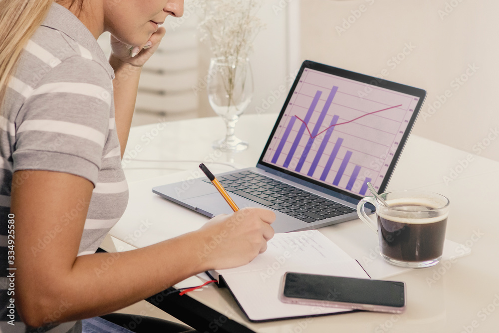 Fototapeta premium Remote work at home during quarantine.