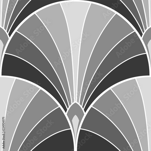 Geometric feather scallop seamless vector pattern