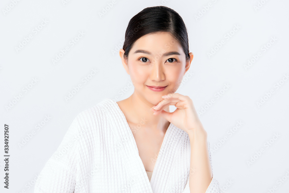 Beautiful Young Asian Woman with Clean Fresh Skin. Face care, Facial treatment, Cosmetology, beauty and healthy skin and cosmetic concept, woman beauty skin isolated on white background Beautiful Young Asian Woman with Clean Fresh Skin. Face care, Facial treatment, Cosmetology, beauty and healthy skin and cosmetic concept, woman beauty skin isolated on white background