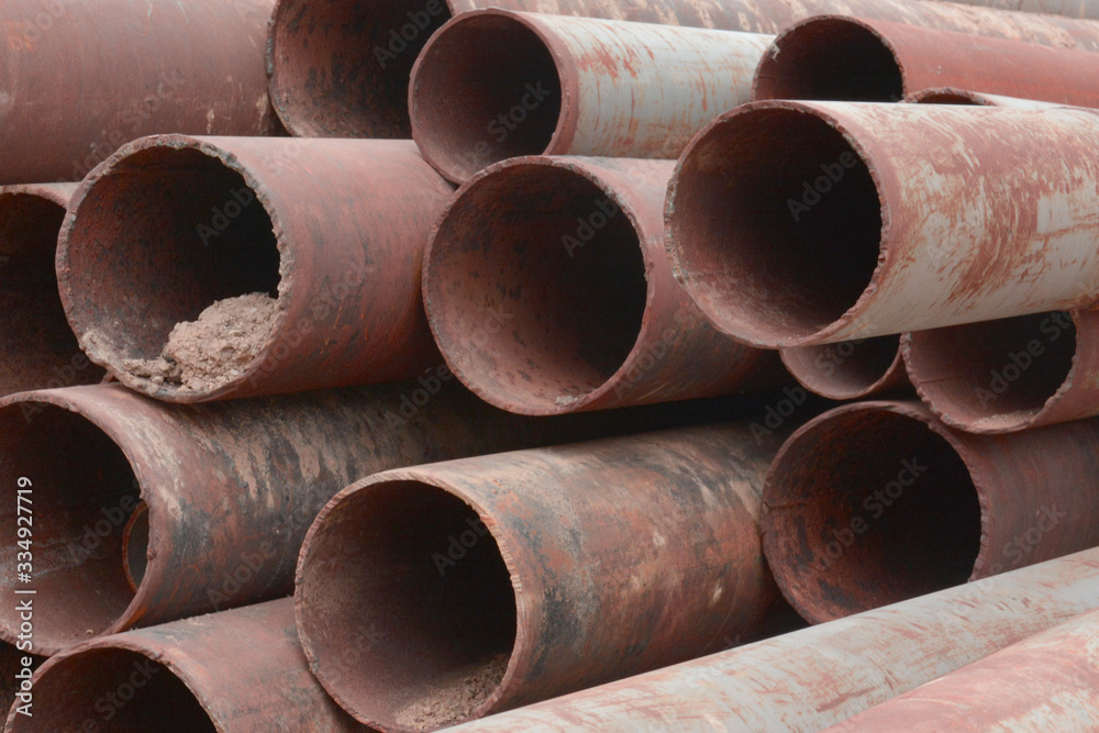 Old metal pipe stainless stacked Old metal pipe stainless stacked
