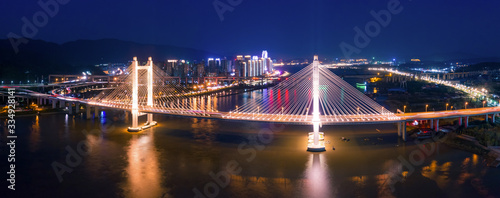 Aerial panorama view of cityscape of Fuzhou in China photo