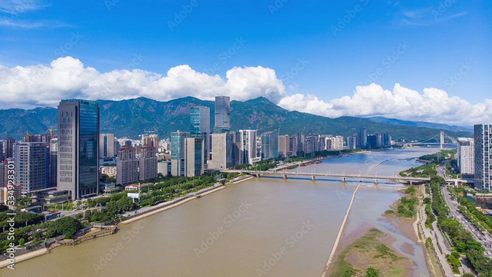 Obraz premium Aerial panorama view of cityscape of Fuzhou in China