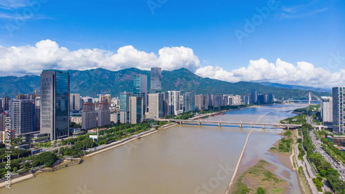 Aerial panorama view of cityscape of Fuzhou in China © Chenxiaoyang