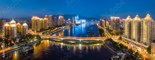 Aerial panorama view of cityscape of Fuzhou in China