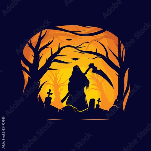 Grim Reaper Silhouette in the grave for Layout