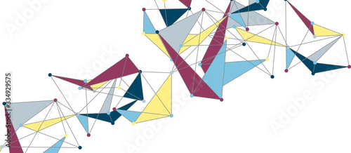 Line points connections, triangular technology design. Abstract geometric background
