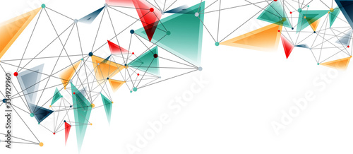 Line points connections, triangular technology design. Abstract geometric background