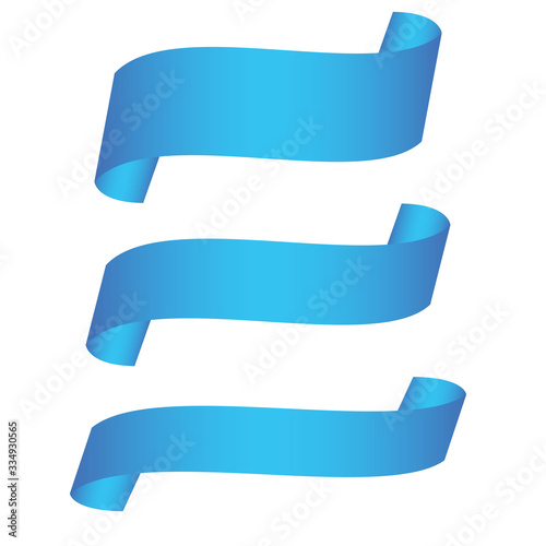 set of blue ribbon banner icon
