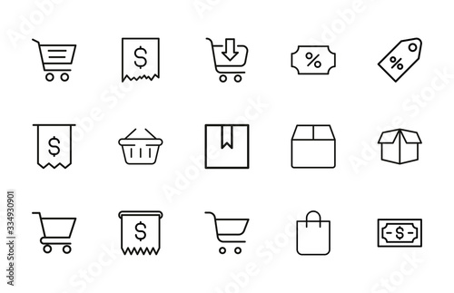 Modern thin line icons set of market.