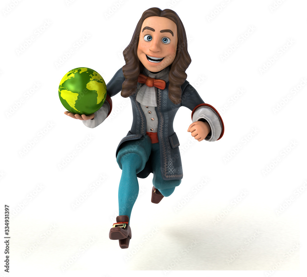 3D Illustration of a cartoon man in historical baroque costume 3D Illustration of a cartoon man in historical baroque costume