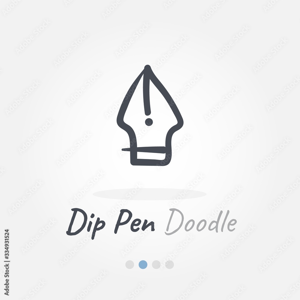 Dip pen doodle icon with black color