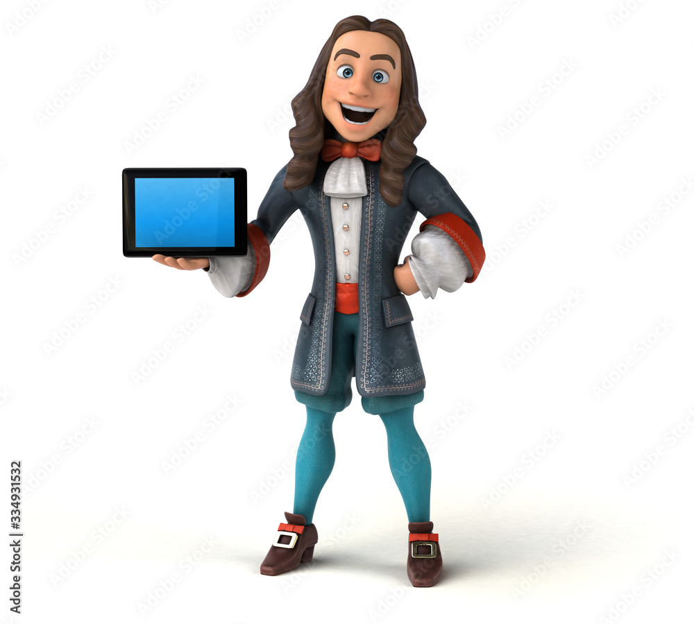 3D Illustration of a cartoon man in historical baroque costume 3D Illustration of a cartoon man in historical baroque costume