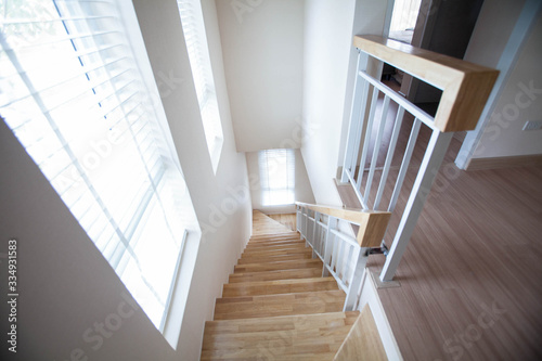 American style brown staircase in high views