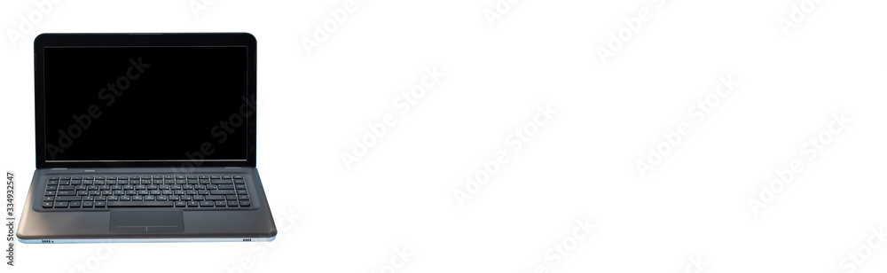 Laptop isolated on a white background, banner, text frame, remote education, work at home, freelance, online shopping Laptop isolated on a white background, banner, text frame, remote education, work at home, freelance, online shopping