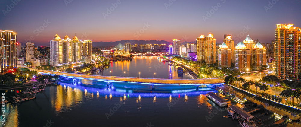 Obraz premium Aerial panorama view of cityscape of Fuzhou in China