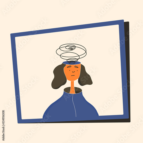 Mental disorder. Vector person with bad mood.