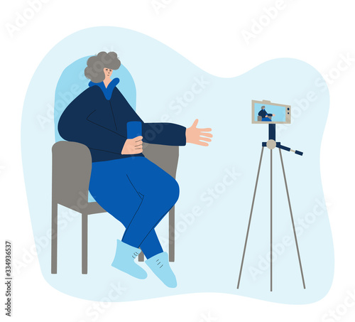 Digital nomand concept. Vector man with plaptop
