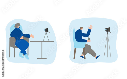 Digital nomand concept. Vector man with plaptop
