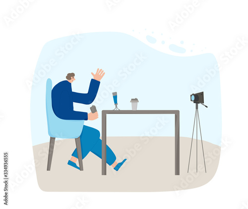 Digital nomand concept. Vector man with plaptop