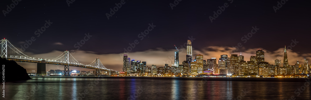 Panorama Skyline von San Francisco bei Nacht
