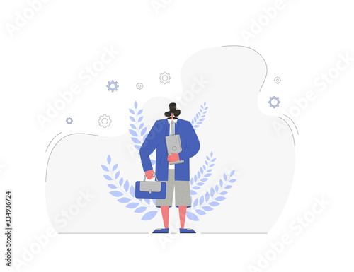 Bleisure concept. Work life balance. Vector person
