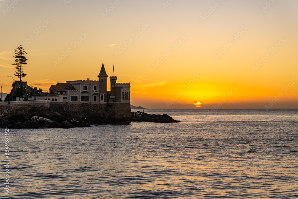 Wulff Castle at sunset. Vina del Mar, Chile