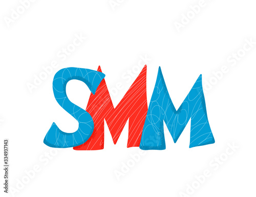 SMM text. Hand drawn social media marketing phrase