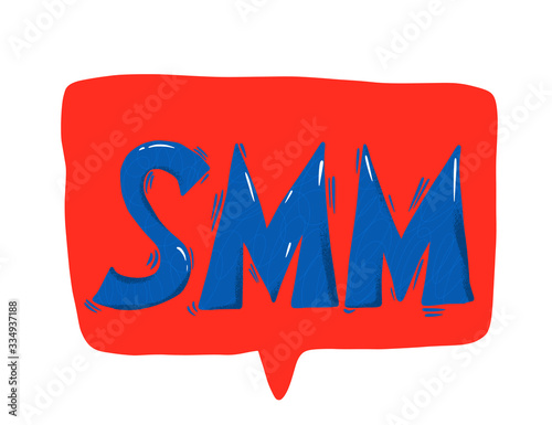 SMM text. Hand drawn social media marketing phrase