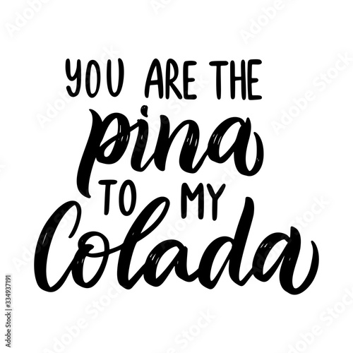 Quote - you are the pina for my colada. Inspirational vector hand drawn quote.