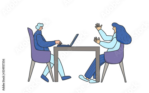 People sitting in the chair. Vector person.